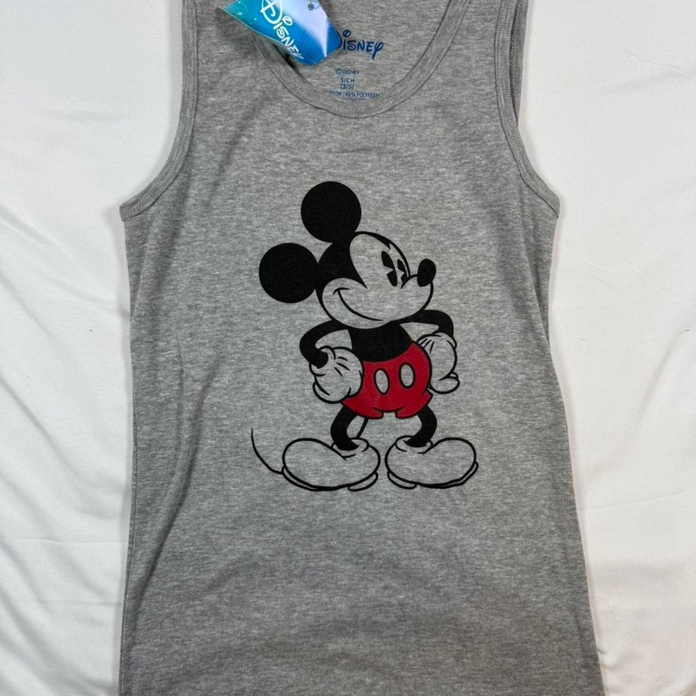 Disney Mickey Mouse Graphic Tank Top‎ Heather Gray Small JT2901 NWT